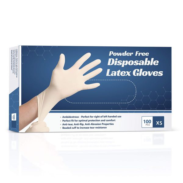 New Disposable Latex Gloves, Powder Free (Medium, Pack of 100)