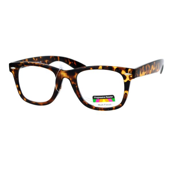 JuicyOrange Multi Focus Progressive Reader Glasses 3 Powers in 1 Square Tortoise +1.50