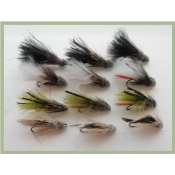 BARBLESS Muddler Flies, Trout Flies, 12 Pack Black,Olive & White Mixed 10/12