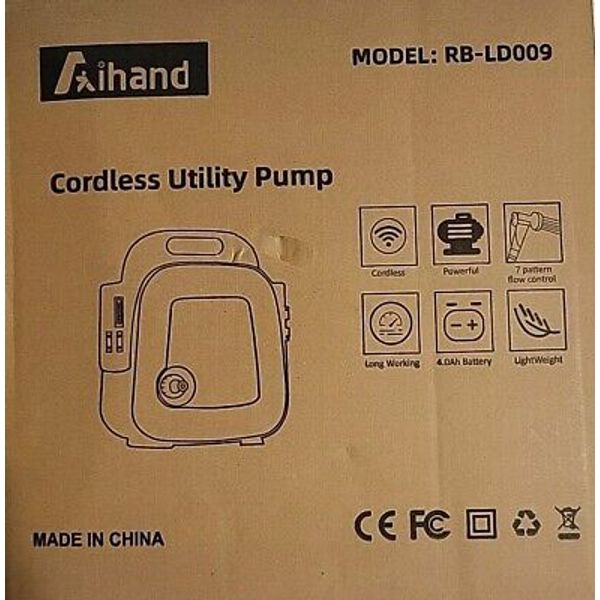 Utility Pump AiHand Cordless Electric, Portable w/ Rechargeable Battery RB-LD009