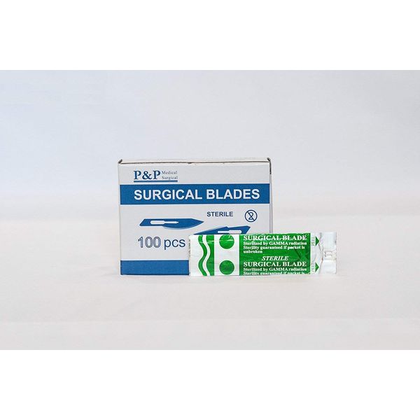 Disposable Surgical Scalpel Blades Sterile High Grade Carbon Steel 2.1% 10xx Individually Foil Wrapped by P&P MEDICAL SURGICAL Size 11 Box of 100