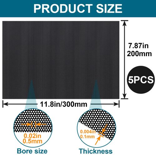 CustomyLife 5 Sheets Fursuit Eye Mesh, 0.5mm Printable PVC Eye Nets for Mask, Waterproof Mesh Canvas for Cosplay Costumes Sculpting Props Fursuits Cross-Stitch Handicrafts Making- Black