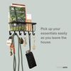 simplywire – Letter and Key Holder - Wall Mounted – 6 Hooks - Matt Black
