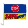 1 Dozen Stop Save Now Single Sided Car Flag Dealership Car Window Flag