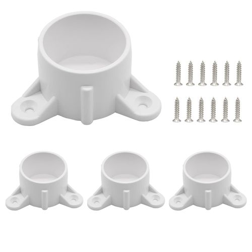 Biaungdo 1 Inch PVC Table Leg Cap Fittings Furniture Grade Rod Holder White Screw Tab Caps with Mounting Screws for Making Storage Shelves Support Feet (4 Pcs)