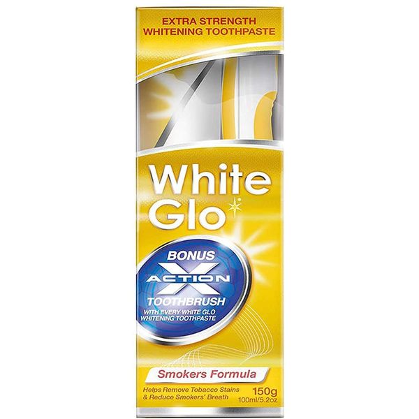 WHITE GLO Smokers Formula WHITENING Toothpaste 100 ML -2 Packs-