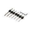 COUNTERSINK DRILL BIT SET IN WOOD CASE(7drill bits, 7countersink collars ,7 grub screws, 1 storage box)