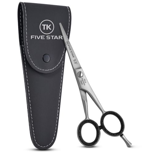 TK FIVE STAR SOLINGEN® Professional 5 Inch Small Sharp Beard Scissors Hair Cutting Scissors Hairdressing Scissors for Men Hairdressers Children Women Suitable for Fine Hair Rustproof with Micro Teeth