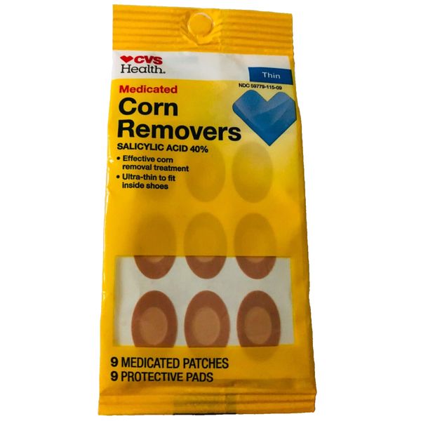 CVS MEDICATED CORN REMOVERS SALICYLIC ACID 40% 9 MEDICATED PATCHES EXP:01-2025