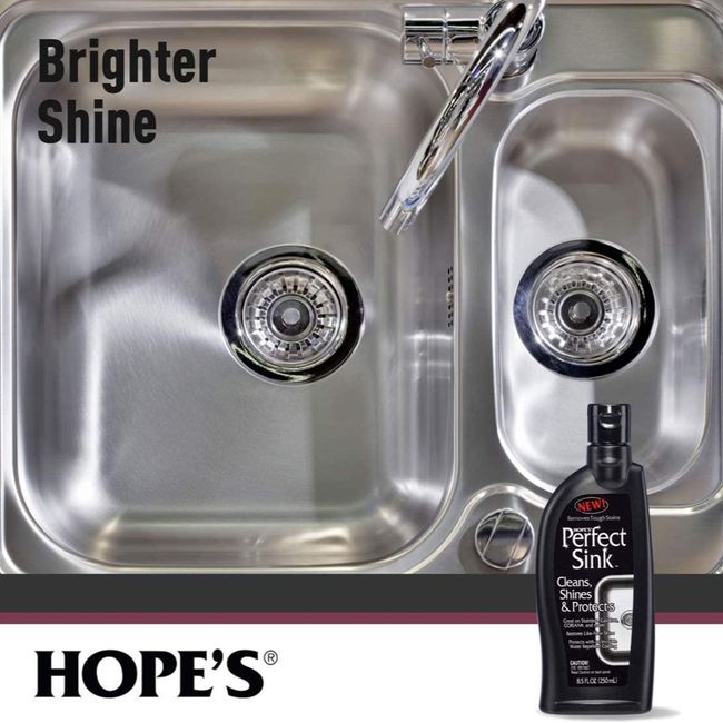 HOPE'S Perfect Sink Cleaner and Polish, Restorative, Water-Repellant,  Removes Stains, Ideal for Brushed Stainless Steel, Cast Iron, Porcelain,  Corian