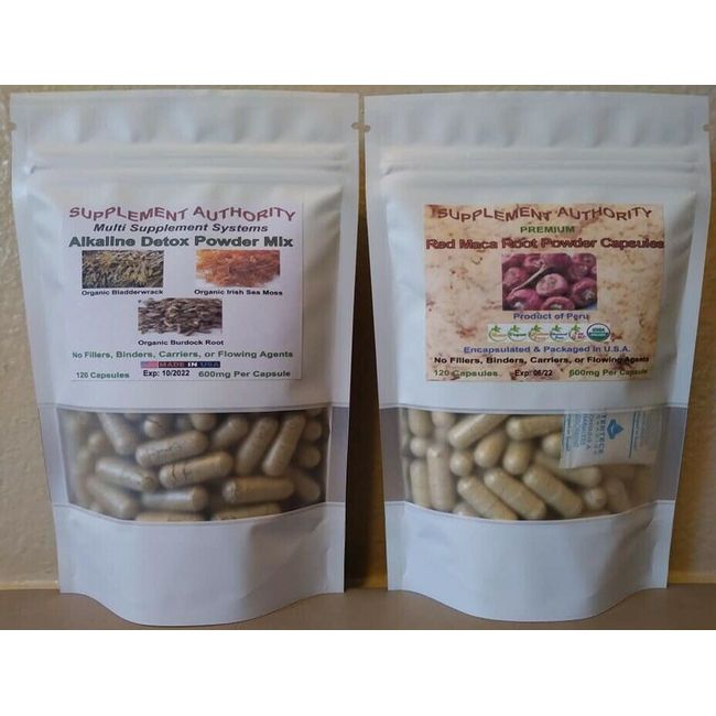 Irish Sea Moss - Bladderwrack - Burdock Root / Maca Root Capsules Combo - NEW!