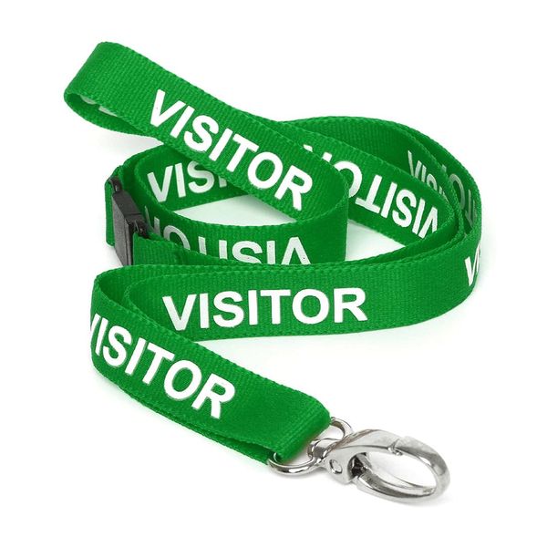 CKB Ltd Visitor LANYARDS Breakaway Safety Lanyard Neck Strap Swivel Metal Clip for ID Card Holder - Pull Quick Release Design (Green, Pack of 10)