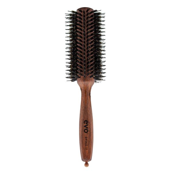 evo Spike Radial Hair Brush - Professional Boar Bristle Blow Dryer Vent Defining Thermal Brush - Heat Resistant Anti Frizz Brush for Smooth, Shiny Volume Polish Hair - 28mm