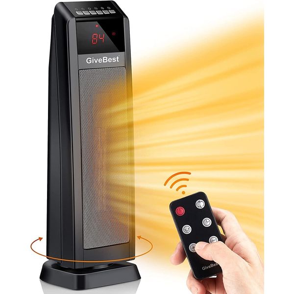 GiveBest 24" Space Heater Fast Heating 1500W Portable Electric Heater W/ Remote