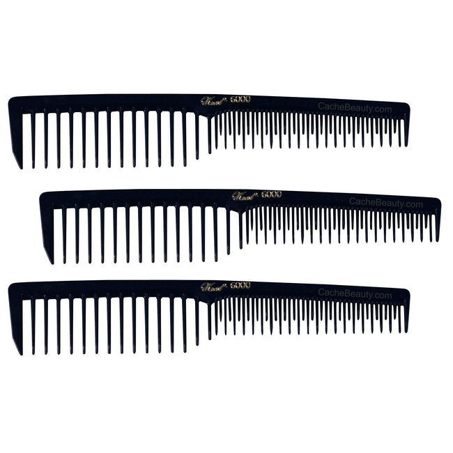 Krest Pro Care: Krest Black Space Tooth Comb #6000 (3 - PACK)