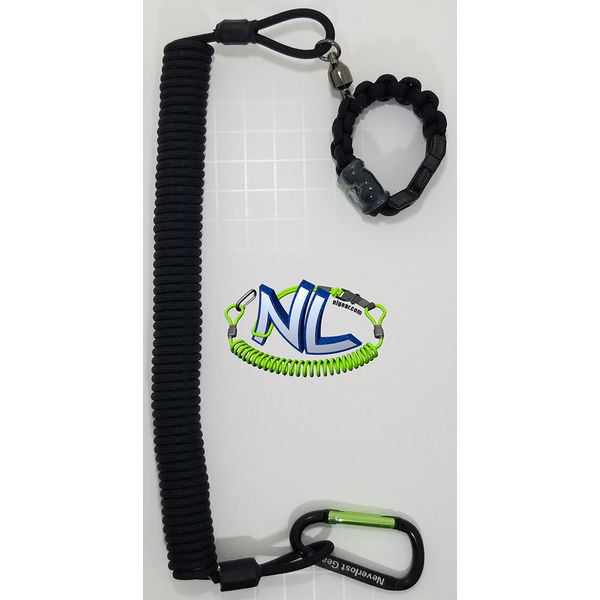 Kayak Canoe Paddle Tether Leash w/ quick disconnect Neverlost Gear NL330 black