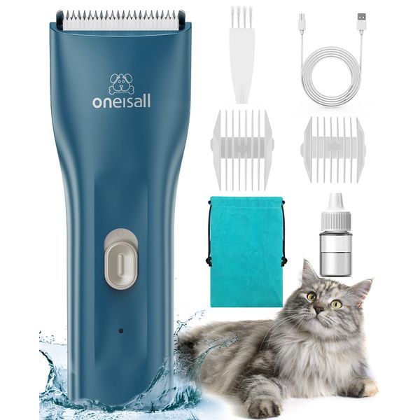 oneisall Pet Clipper for Cat Matted Hair, Pet Shaver for Cats Quiet Pet Hair Clippers Cordless Cat Clippers for Matted Hair Cat Clippers for Long Hair(Standard Blade)