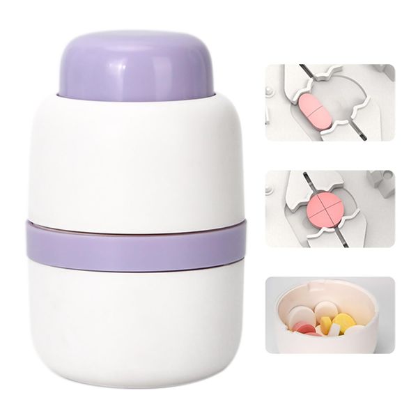 Dzmuero Pill Cutter, Tablet Cutter for Pills, Tablet Cutter, Food Grade Material, Compact and Portable, 1 Divided Into 2, 1 Divided Into 4, Multifunctional Medicine Cutter, Medicine Box (Purple)