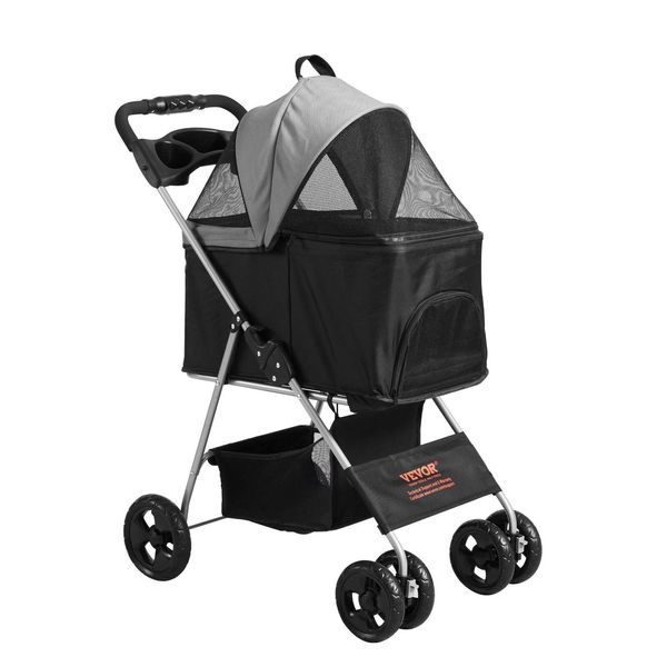 VEVOR Pet Stroller, 4 Wheels Dog Stroller Rotate with Brakes, 35lbs Weight Capac