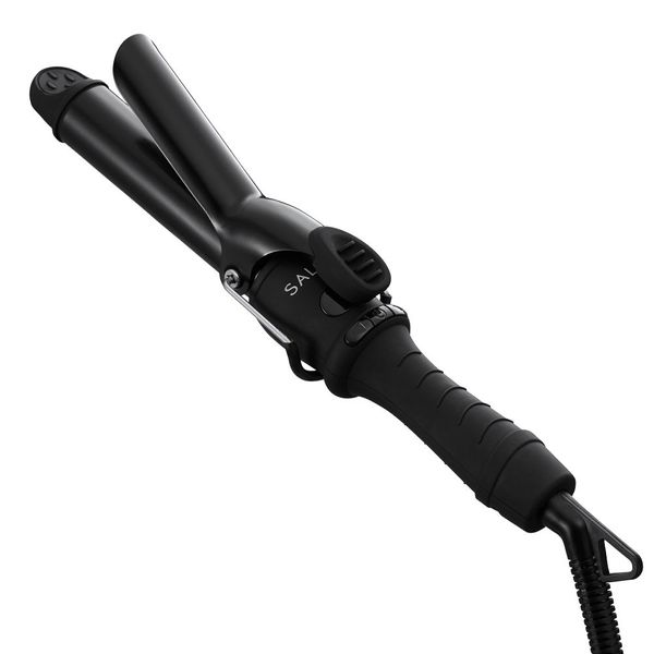 SALONIA Mini Ceramic Curling Hair Iron, Black, Overseas Compatible, MAX 482°F (210°C), Heat Resistant Pouch Included