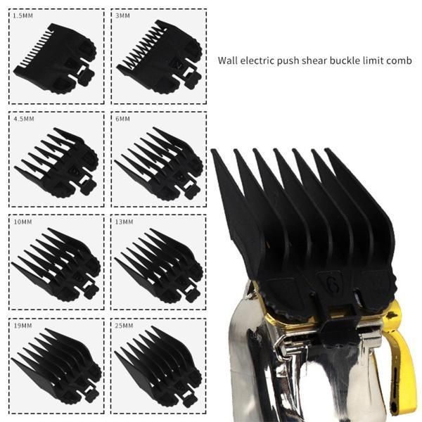 8Pcs/Set Hair Clipper Guard Guide Comb Attachment Barber Shop Tool Black