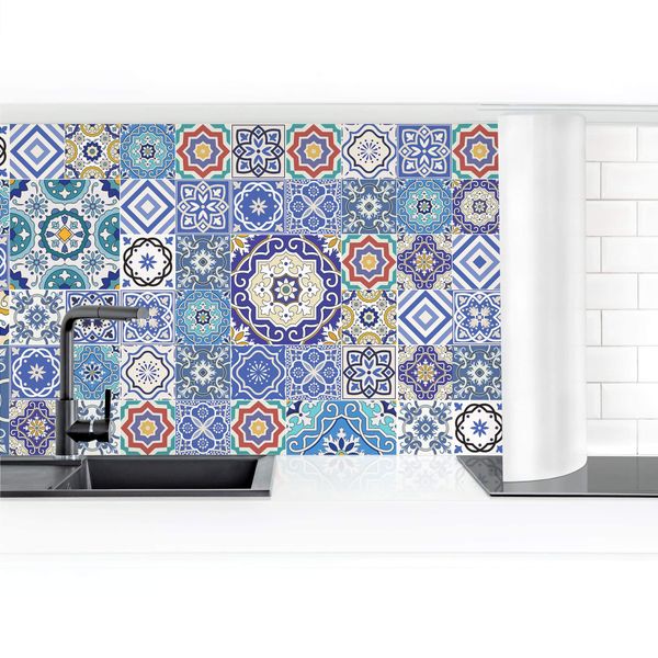 Bilderwelten Kitchen Back Wall Film Glossy 50 x 50 cm Portuguese Tiles Splash Guard Tile Mirror Kitchen Back Wall Motif Adhesive Film