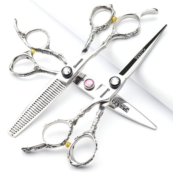 hairdresser professional scissors set left-handed 6.0 inch hair sparse scissors hairdressing scissors 440C (3pc-B)