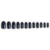 24 Pcs Shiny White Facing Deep Mocha Round Head Medium Length Nail Art Tips, Bridal Solid Color Nail Tips (Black)