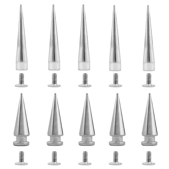 GORGECRAFT 30 Sets 2 Sizes 20MM 40MM Spike Studs Silver Cone Punk Round Spikes Rivets Large Screwback Studs Screw on Cone Long Metal Spikes for DIY Crafts Clothing Jackets Leather Shoes