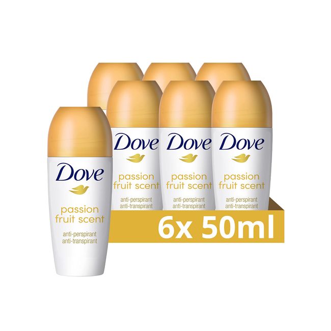 Dove Advanced Care Go Fresh Passion Fruit Scent Anti-perspirant Deodorant pack of 6 with Triple Moisturising technology roll-on for 48 hours of protection 50 ml