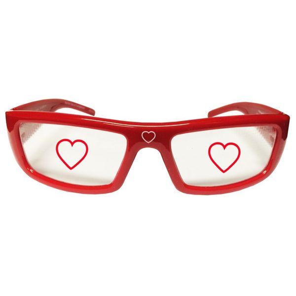 Heart Happy Eyes Plastic Holographic 3D Glasses - 2 Pairs