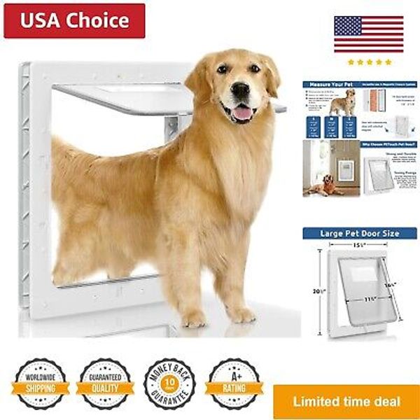 Dog Door, Plastic Pet Door by , 16.7" x 11.7" Inner Frame for Large Dog and P...