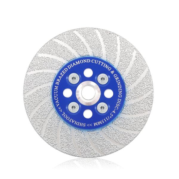 SHDIATOOL Diamond Cutting Grinding Discs - 115MM Granite Saw Blade Double-Side Vacuum Brazed Tile Diamond Blade Ripples Shape for Marble Concrete Stone Porcelain Ceramic M14 Thread