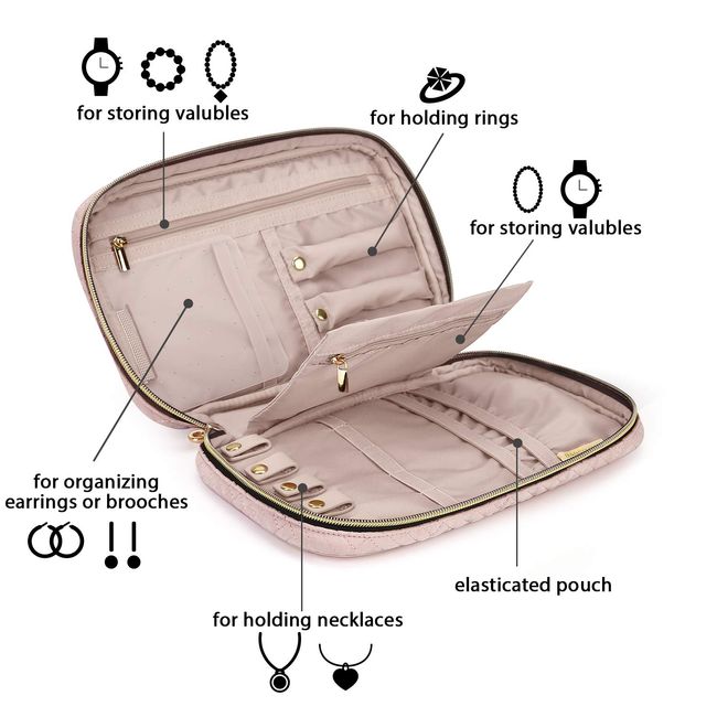 BAGSMART Jewelry Travel Organizer Case with Travel Makeup Bag