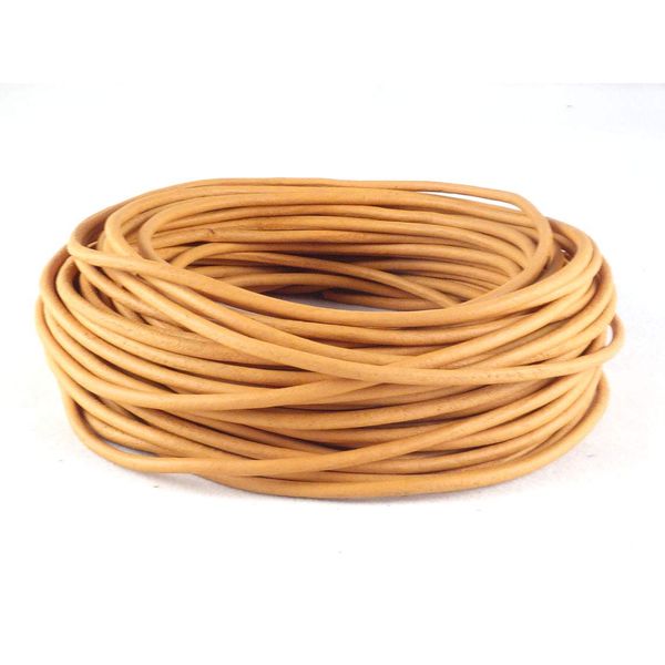 Cords Craft® | 2mm Round Leather Cord Leather Matte Finish String for Jewelry Making Bracelet Necklaces Hair Accessories Beading Work Hobby and DIY Craft Natural Dye (Mustard)