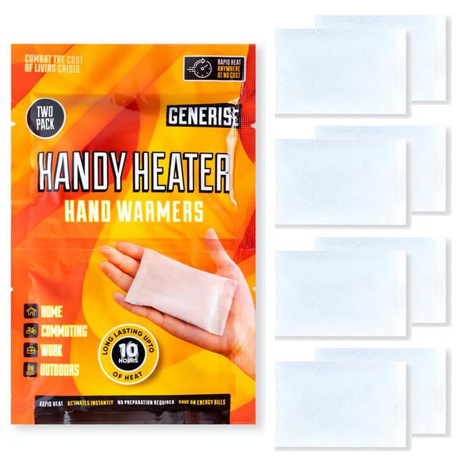 Hand Warmers Disposable Generise Hand Warmer QUAD PACK (4 Pairs) - Long Lasting Constant Heat Perfect for Cold Weather - Up to 10 Hours of Heat