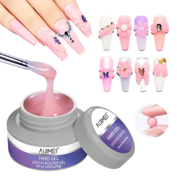 AIJIMEI Pink Color Gel Builder for Nails 30g Builder Gel for Nails Manicure Nail Gel Builder Professional Nail Design in a Bottle Hard Gel Builder for Nails (Pink-30g/1.05fl.oz)