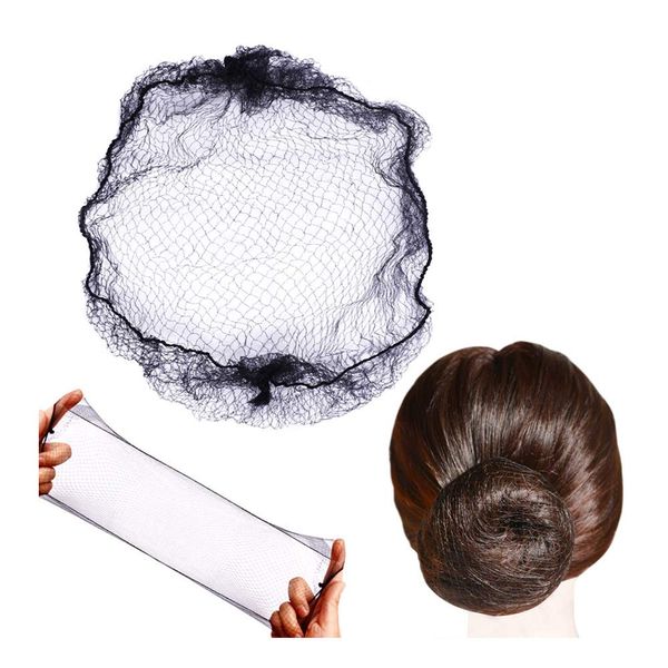 100pcs Hairnets Hair Net For Bun Invisible Elastic Edge Mesh 20inch 50cm (Bulk Packing,Black)