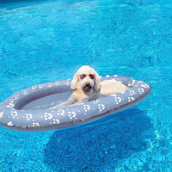 Vercico Dog Pool Float Inflatable Dog Floats for Pool Dog Floaties Swimming Pool Floats for Small Medium Large Dog Puncture Proof (Gray)