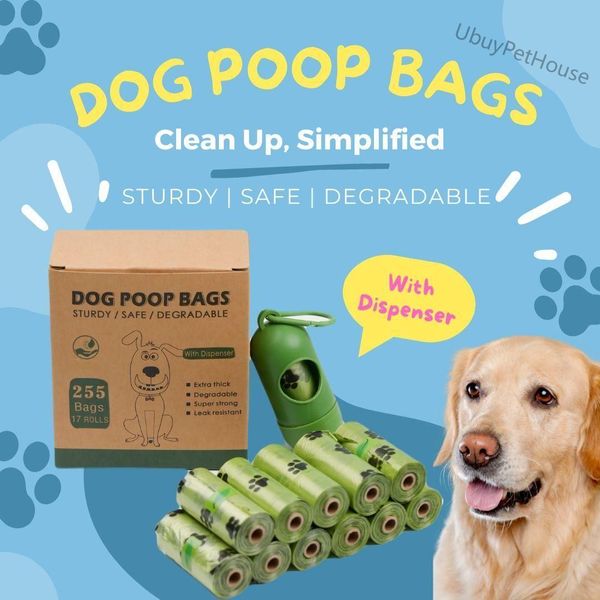 255 Biodegradable Pet Waste Bags Portable Eco-Friendly Poop Bags for Outdoor Use