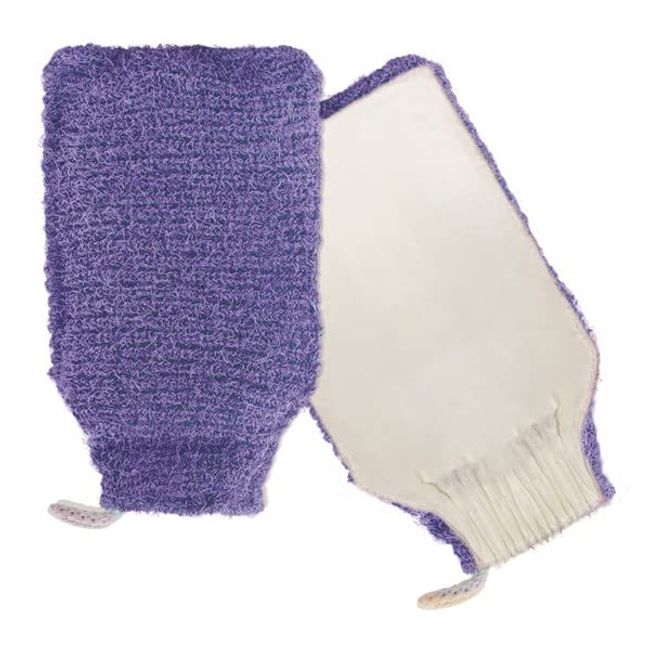 Exfoliating Glove, Dead Skin Remover Silk, Exfoliating Mitt, Body Scrub, Tan Remover, Loofah in 4 Colours(PURPLE)