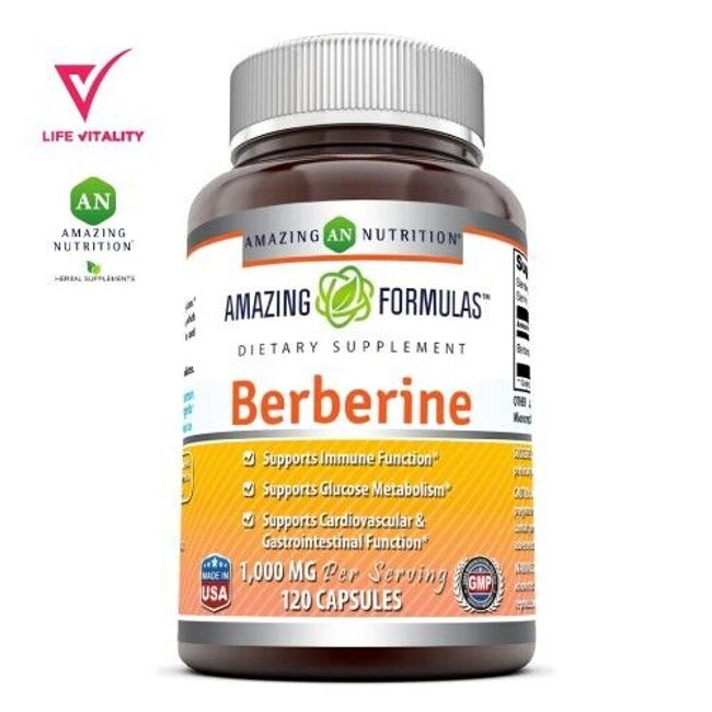 Amazing Nutrition 1000mg Berberine Hydrochloride Dietary Supplement 120 Counts