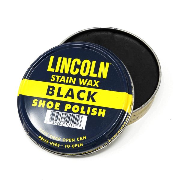 LINCOLN Shoe Polish Made with Natural Carnauba Wax Shoe Wax Made in USA No Petroleum Ingredients (Black), Black