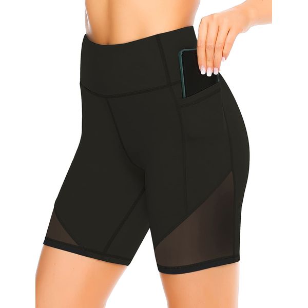 JOYSPELS Kurze Sporthose Damen, Radlerhose Damen Kurz Laufhose Leggings Sport Biker Running Yoga Fitness Shorts Schwarz M