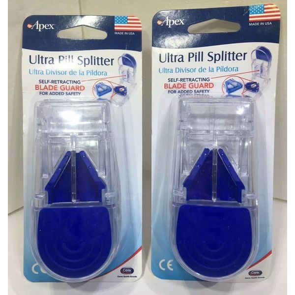 Lot Of 2 APEX Ultra Pill Splitter Adult Elderly Storage Vitamin Medicine Cutter