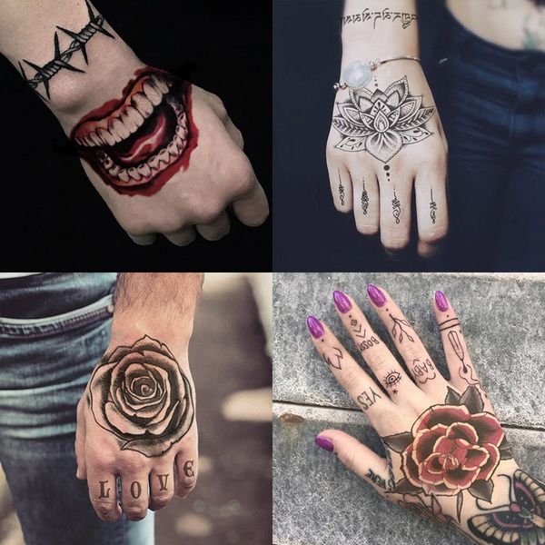 Back of hand tattoo sticker tattoo flower flower mini fashion tattoo henna tattoo sticker covering wrist tattoo