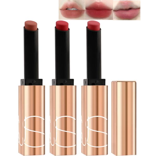 LYSdefeu Matte Lipstick Kit-3Pcs Nude Pink Ruby Red Color Stay Crayon Lip Gloss Long Lasting Waterproof 24 Hour Tinted Lip Balm Lipgloss,Non-Stick Cup Tint Lipstain,Makeup Gift for Women Girl