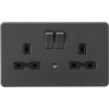 Knightsbridge 13A 2G DP Switched Socket with Night Light Function - Anthracite