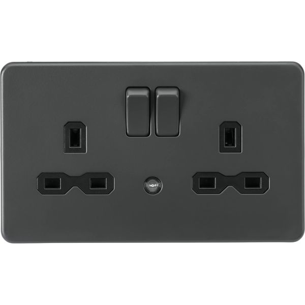 Knightsbridge 13A 2G DP Switched Socket with Night Light Function - Anthracite