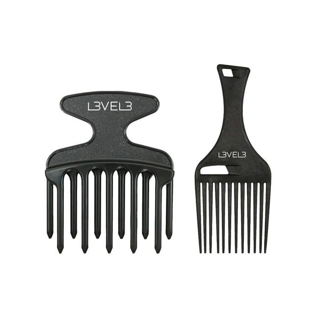 Level 3 Hair Pick Comb Set - Glides Through Hair Easily - Professional Salon Quality - Rounded Tips to Prevent Irritation - Level Three Hair Picks - 2pc